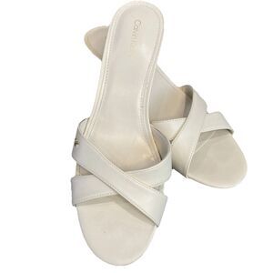 Calvin Klein Size 11 Women’s Sandals Mid Heel Ivory Good Condition